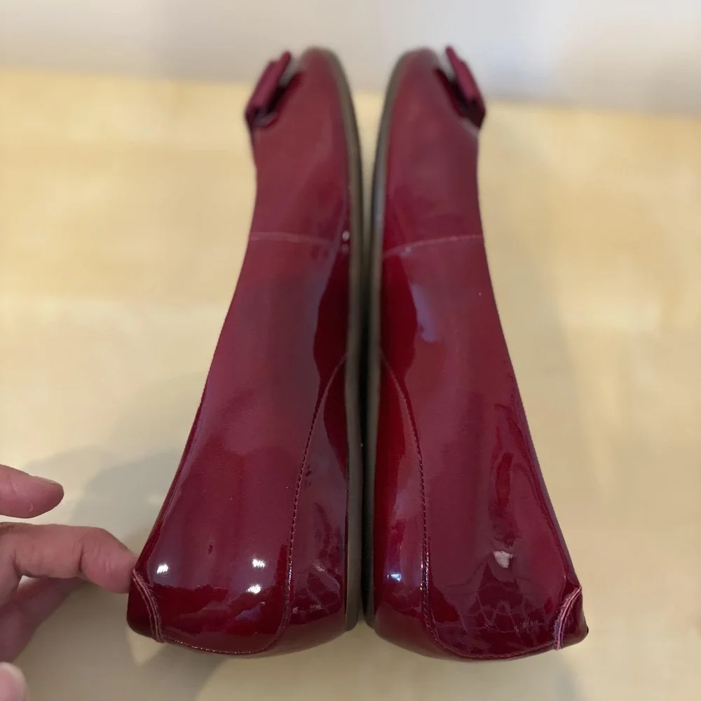 Ecco Shoes Womens Size 37 Ballet Flats Patent Leather Bow Comfort Dressy